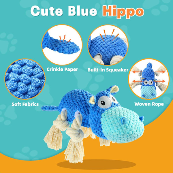 Hunde leker for aggressive tyggere - Hunde leker for å holde dem opptatt Squeaky hunde leker for store hunder (blå, medium)