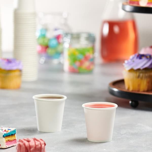 Comfort Pack [100 stycken] 180 ml H 7,2 cm vit pappersmugg, liten, engångs, för badrum, espresso, munskölj