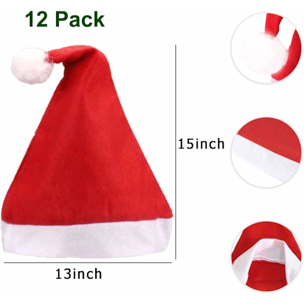 Tomtehattar i Bulk för Vuxna, 12 st Julklappar för Vuxna, Universal Passform Plus Storlek, Perfekta Julfesttillbehör 12 st 12pcs-13"x15"