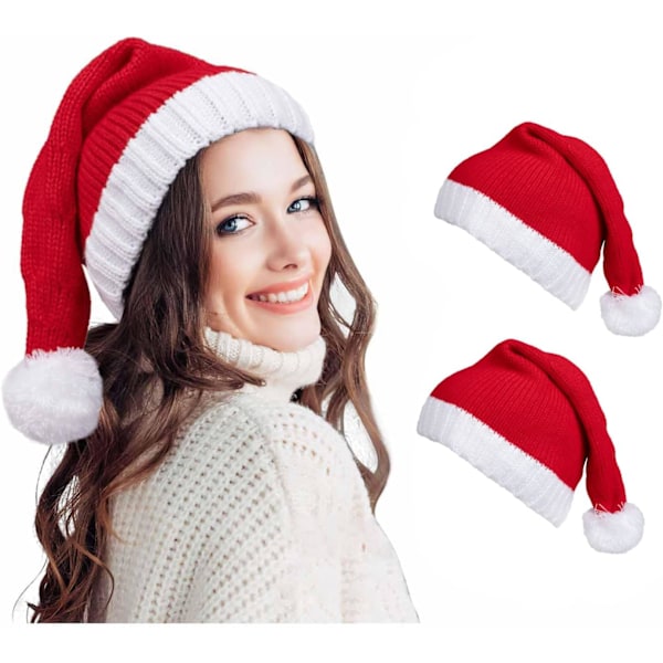 Jultomtehatt Röd Jultomtehatt Stickad Hatt Jultomtehatt För Vuxna Kvinnor Män 2-pack 2 Pack a