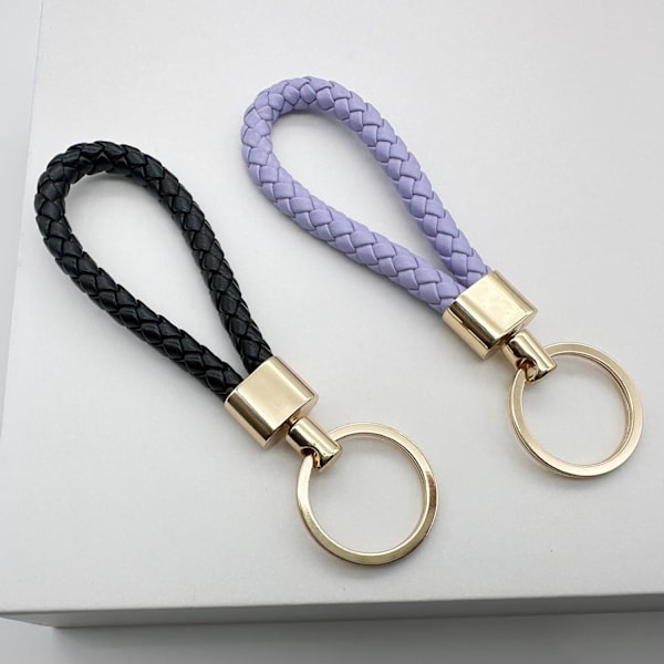 2 kpl käsinkudottua punottua nahkaavaimenperää, avaimenperän hihnoja miehille ja naisille, metalliavaimenperä kotiin ja auton avaimille Purple
