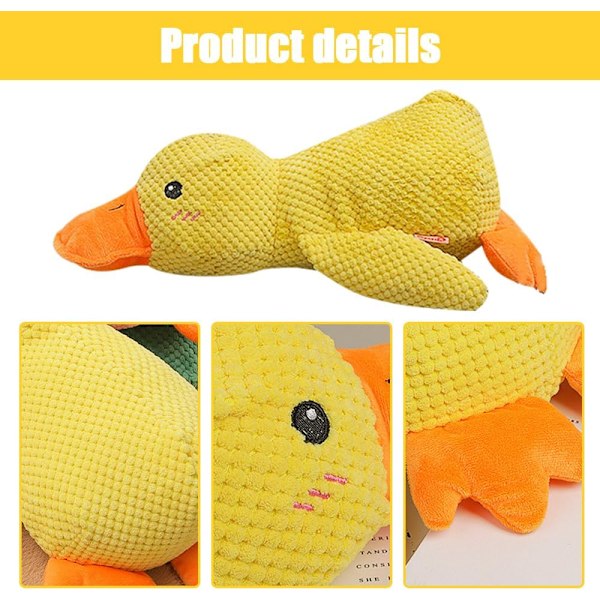 Quack-Quack Andedukke Hundefile, 2024 Nyeste Holdbar The Mellow Dog Rolig Andedukke Hundefile, Gul Stuffet Andedukke Hundefile for Hunder Innendørs Valp (Gul) Yellow