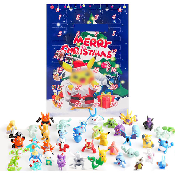 Barnens Adventskalender, Julkalender 2024, Nedräkningskalender med 24 Figurer, Blå