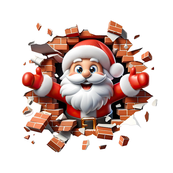 3D Jultomte Väggdekaler - 44.7*42cm PVC Dekoration för Sovrumsväggar, Dörrar, Ger en Magisk Julstämning till Hemmet