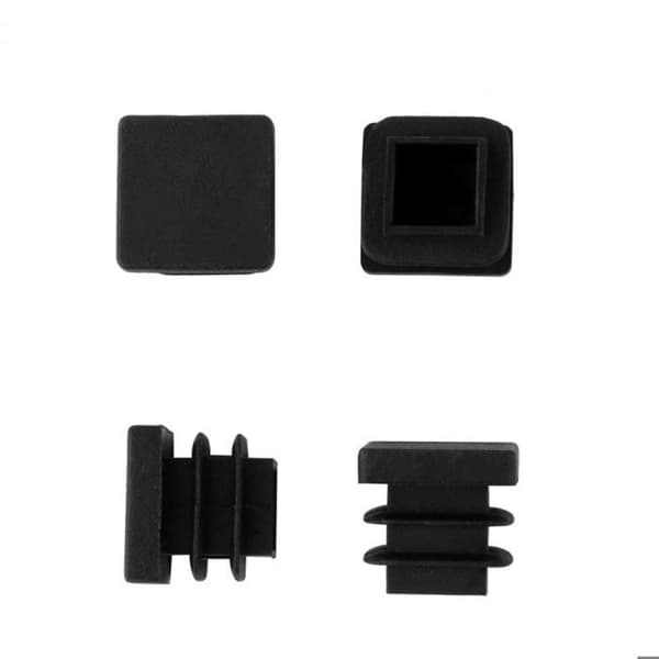 Møbel endehætter 16 × 16 mm, firkantede plastikglidere, sort