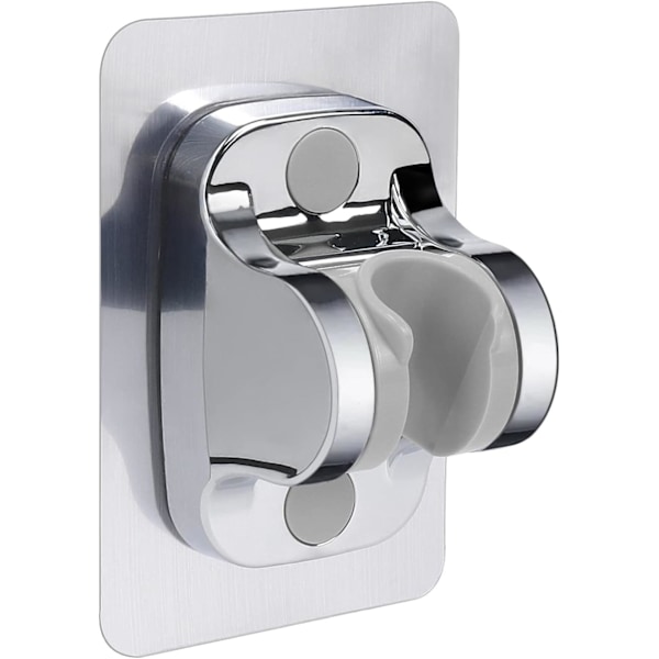 Självhäftande Duschhuvudhållare - Justerbar Handduschhållare, Ingen Borrning, Väggmontering, Vattentät (1-pack, Kromfinish) C