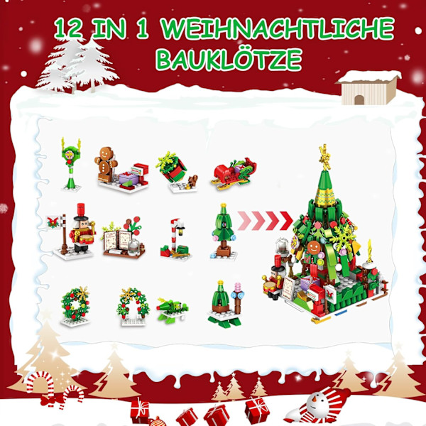 Kalender 2024, 618 Stycken Julbyggklossar Set, Mini Julbyggklossar, Nedräkning Jul Leksak, Julgåvosatser för Vuxna, Hall