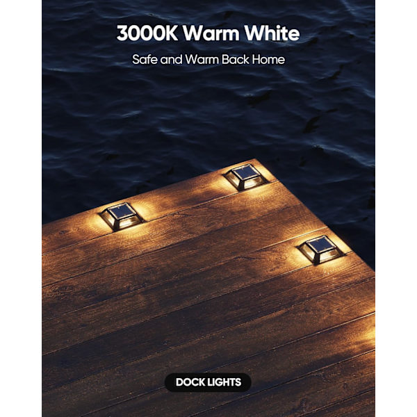 Solpanel Däcklampa IP68 Vattentät Utomhus (Varm Färg)