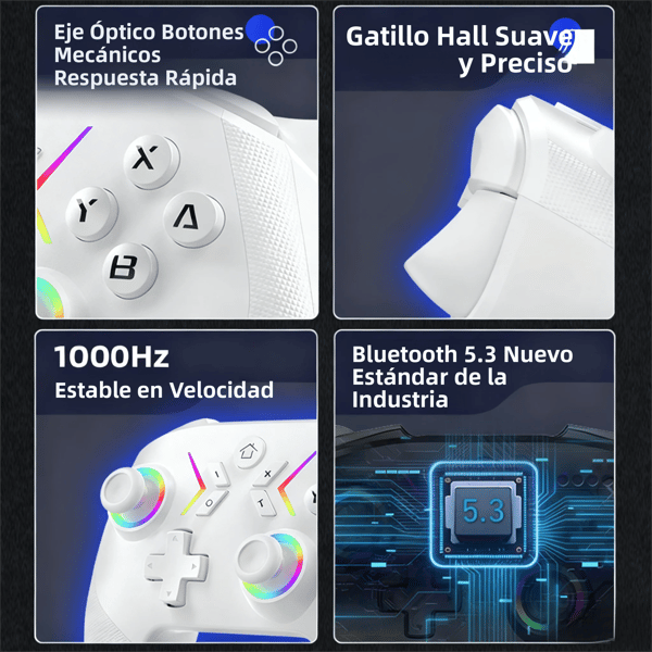 blå-Trådløs Bluetooth-spilcontroller med Switch - 6-akset gyro, vækkefunktion, RGB-lys og NS2 makroprogrammerings-gamepad blue