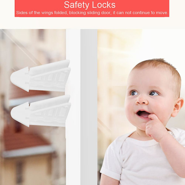2 ST Baby Safe Säkerhetslås för skjutdörr Lås Bult Fönsterlås Vit