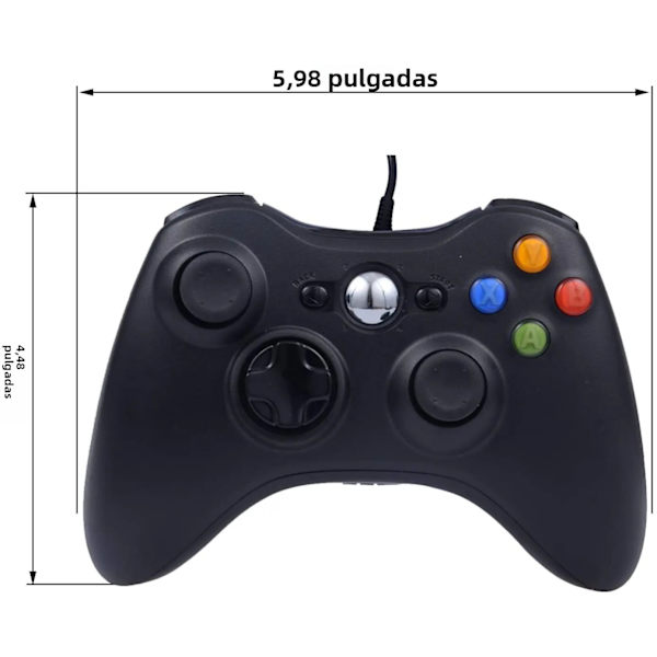 Sort WYRM USB-spilcontroller, kompatibel med Xbox 360-konsol, Windows 7/8/10 PC-joystick