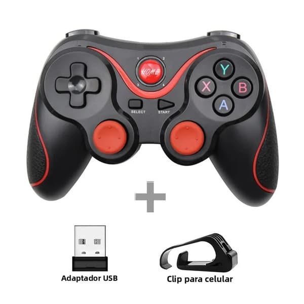 Hvid Controller med Adapter Bluetooth Gamepad, Kompatibel med Android, PC, Switch Style, PS3