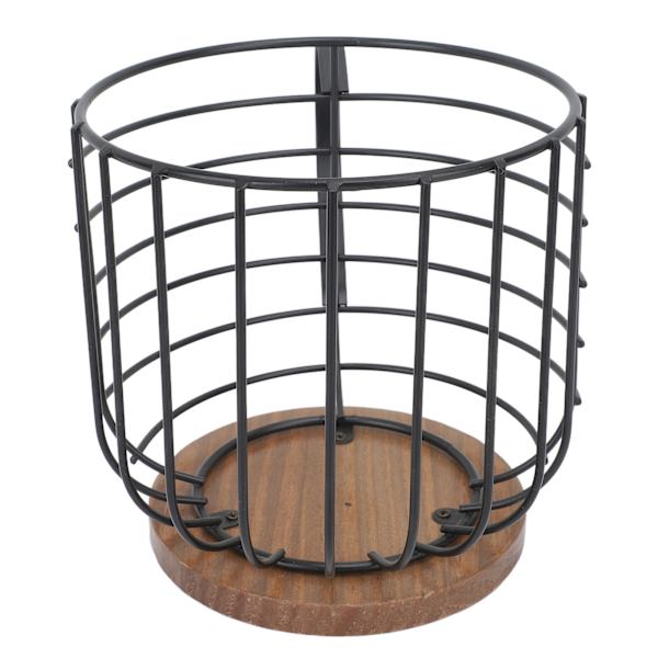 Jern kaffekapselholder med stor kapacitet, pladsbesparende træbase, husholdningskaffekapsel opbevaringsboks sort med låg black with lid