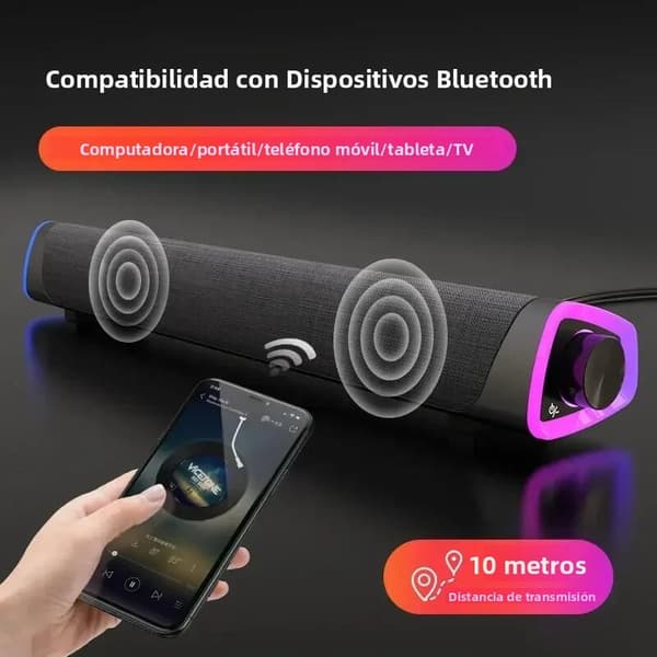 Settyp: Högtalare; Svart 2.1-kanals Bluetooth-soundbar med subwoofer, Bluetooth 5.0 högtalarsystem för