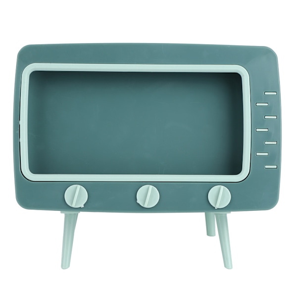 Retro TV-formad servettbehållare, vattentät, stor kapacitet, med mobiltelefonhållare, grön