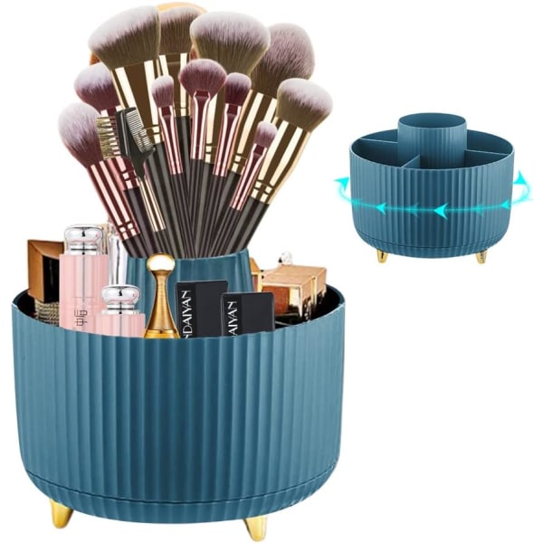 360° Roterende Makeup Brush Organizer Kosmetikholdere (marinblå) Mörkblå
