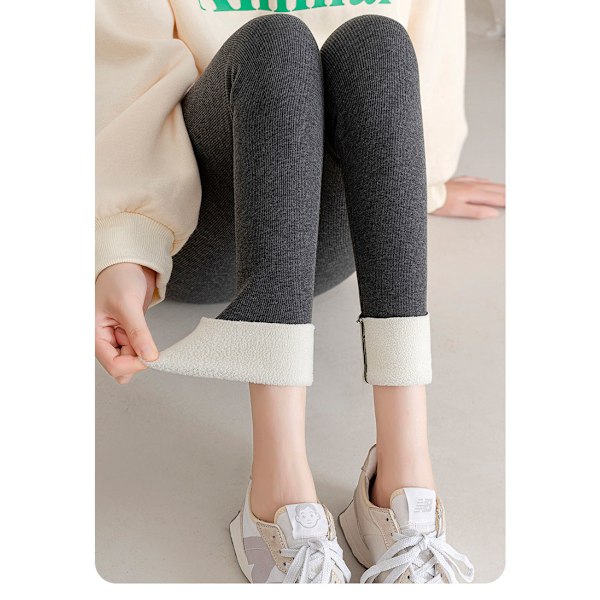 Höst-vinter Stickade Leggings: Ribbade, Vertikala Ränder, Fleecefodrade, Hög Midja, Magkontroll, Beskurna Pennleggings för Alla Kroppar i M - XXL M (70-90 catties)