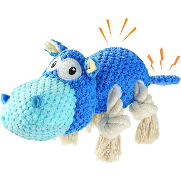 Hunde leker for aggressive tyggere - Hunde leker for å holde dem opptatt Squeaky hunde leker for store hunder (blå, medium)