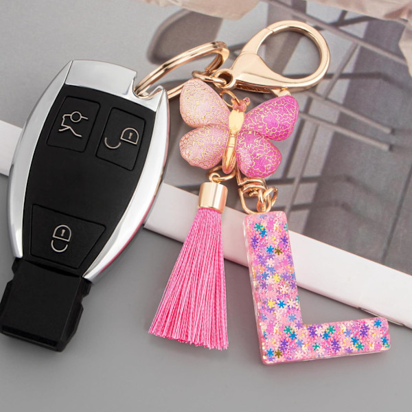 Sööt roosad võtmehoidjad naistele ja tüdrukutele, algustähega võtmehoidjad tutiga, ripatsid võtmetele, rahakotile, käekottidele ja seljakottidele Colorful Pink Butterfly-l
