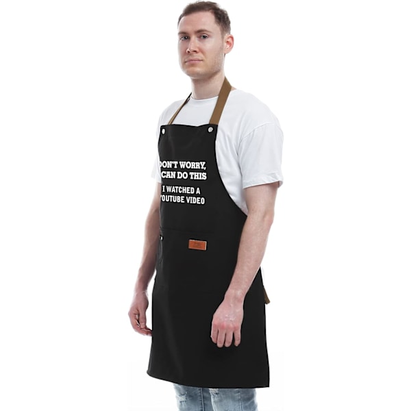 Presenter för pappa, roliga presenter för make, pojkvän, bror, män Unika födelsedagspresenter – BBQ-kockförkläde med 3 fickor A