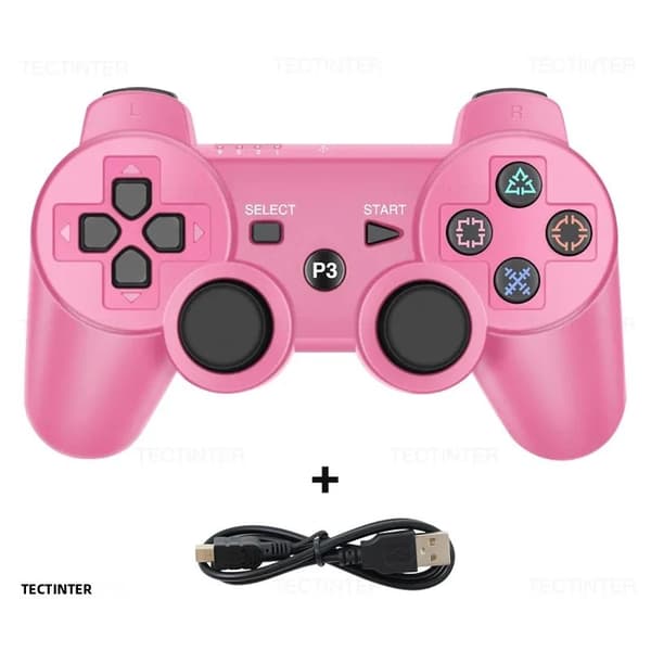 Pink Bluetooth Game Controller, Kompatibel med PS3-konsol, Trådløs 6-akset Gamepad, Indbygget batteri