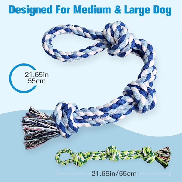 Hundetau leker 2 Nesten uforgjengelige hundleker, Hundleke for mellomstore til store raser, Tannrensende tyggeleker, Hundetrekkleke for kjedsomhet, Hundetenner