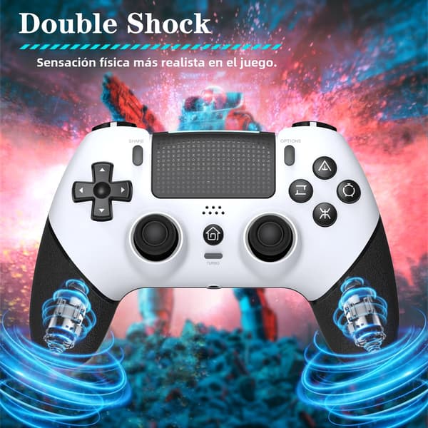Sort Hvid Bluetooth Spilcontroller, Kompatibel med PS4, PS4 Pro, PS4 Slim, PC med Dobbelt Vibration Hall Effect
