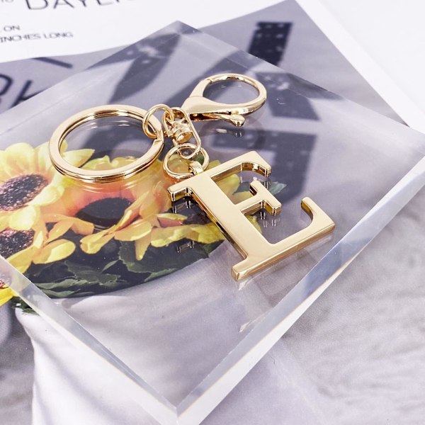 Nøglering med Guld Bogstav A-Z til Kvinder Taske Charms Pung Charms Til Håndtasker Metal Alphabet Initial Letter Nøglering E
