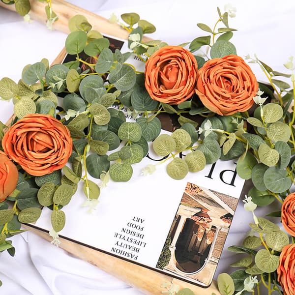 Kunstig Rose Pengeblad Ranke, Orange, 1 stk