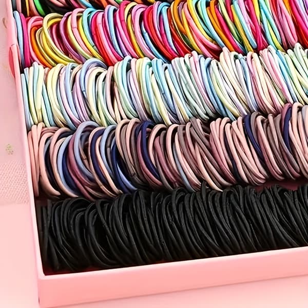 Elastiske nylonhårelastikker til piger, metalfri flerfarvede bløde hestehalebånd