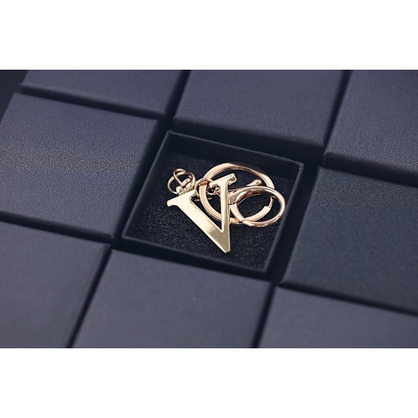 Nøglering med Guld Bogstav A-Z til Kvinder Taske Charms Pung Charms Til Håndtasker Metal Alphabet Initial Letter Nøglering V