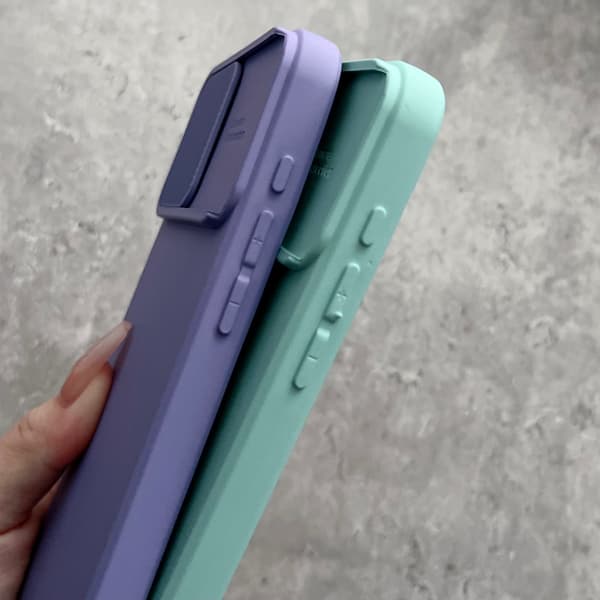 Passer til iPhone 15 Plus; Blått støtsikkert silikondeksel med iPhone, solid farge skyvbart kameradeksel, mykt og komfortabelt. blue iPhone 15 Plus