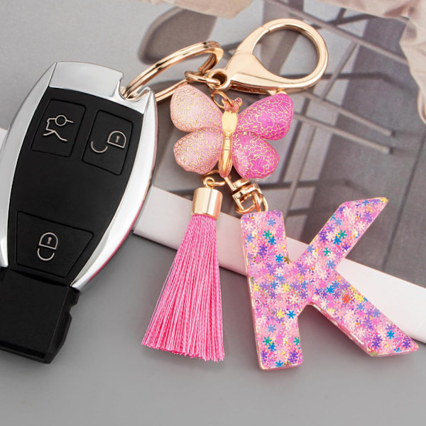 Sööt roosad võtmehoidjad naistele ja tüdrukutele, algustähega võtmehoidjad tutiga, ripatsid võtmetele, rahakotile, käekottidele ja seljakottidele Colorful Pink Butterfly-k