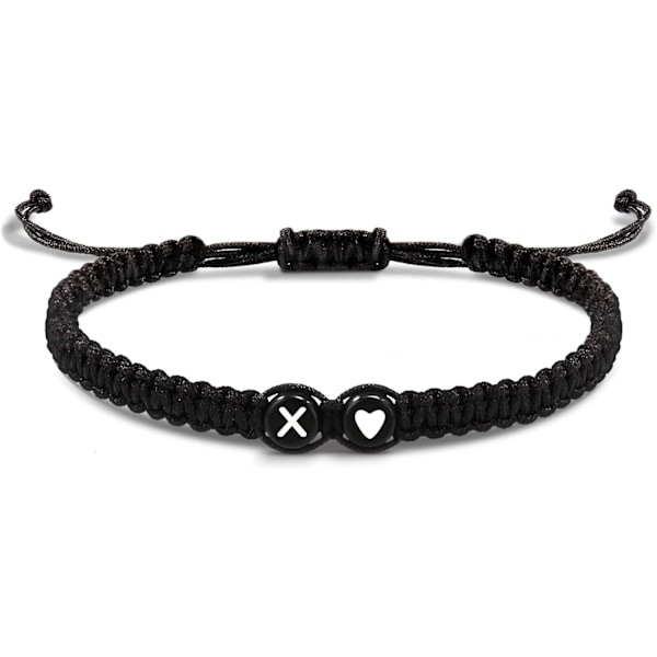Initialarmbånd for kvinner, Strømper for tenåringer, bestevenninne-fødselsdagsgaver, eksamen, justerbare bokstaver A-Z flettede armbånd X