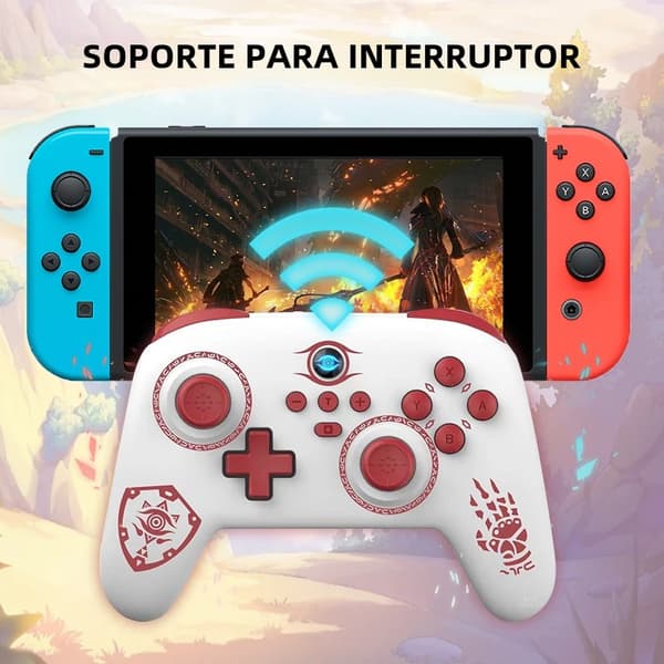 Rød og hvid trådløs spilcontroller, kompatibel med Switch OLED/Lite, joystick kompatibel med PC Steam