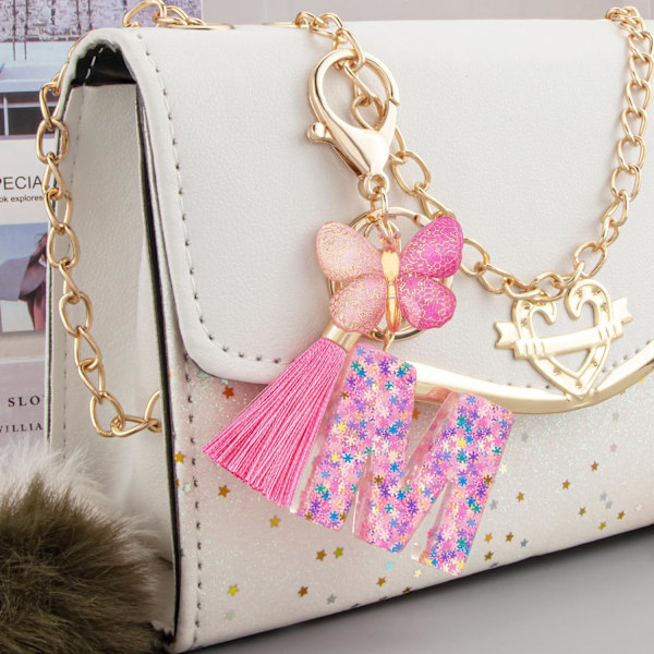Sööt roosad võtmehoidjad naistele ja tüdrukutele, algustähega võtmehoidjad tutiga, ripatsid võtmetele, rahakotile, käekottidele ja seljakottidele Colorful Pink Butterfly-m