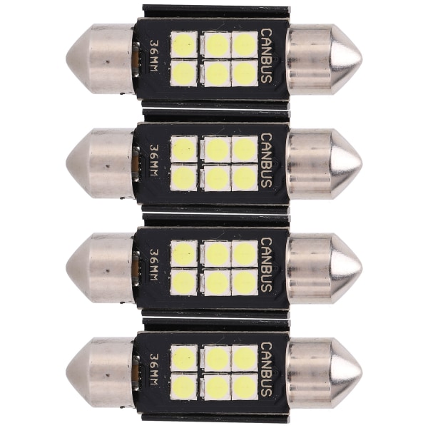 4 stk LED-pærer 330LM 6000K for skiltlys, taklys, sidelysdør, høflighetslys 1,4 tommer 36MM