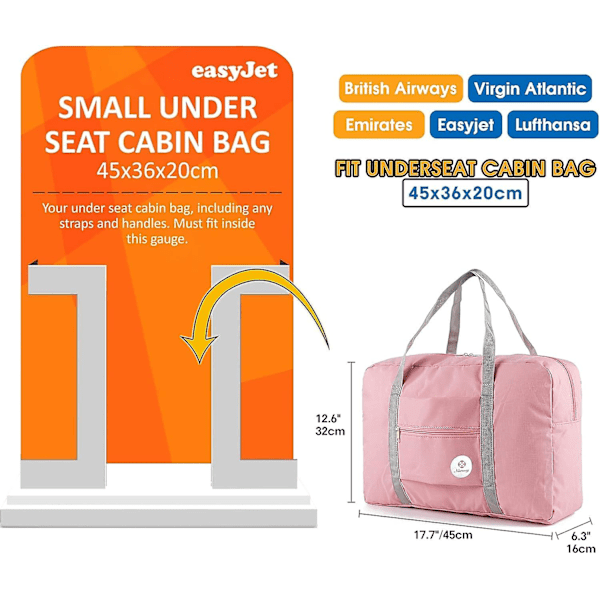 Kabinekuffert Under-Sæde Foldbar Rejsekuffert Holdall Tote Carry On Baggage Overnight Til Kvinder Og Mænd