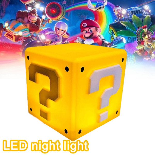 Super Mario LED Spørgsmålstegn Lyd Opladning Nattelys Cube
