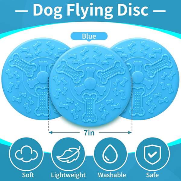 7 tommers Hundeflydisk 1pakke Flyve Hundeleketøy, Hundedisk, Lett, Perfekt for Basseng og Strand (Oransje, Grønn, Blå) Blue