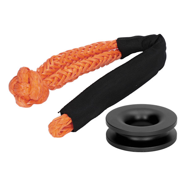 Aluminiumlegering Nylon Recovery Ring Kit med Sort Blød Shackle Spiltov Sæt til Køretøjsredning