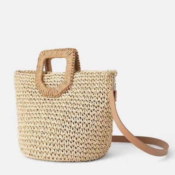 Damväskor i halm, högkvalitativ väska, crossbody-väska, handvävd väska, strandväska - kamel camel