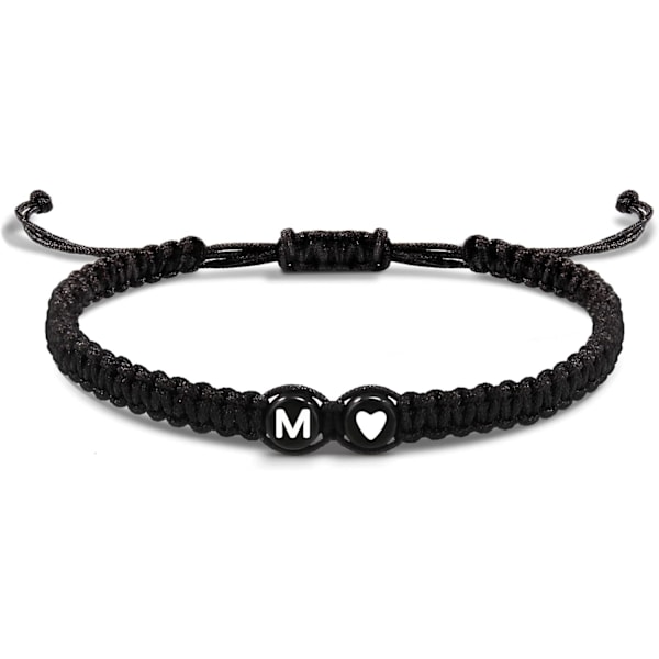 Initialarmbånd for kvinner, Strømper for tenåringer, bestevenninne-fødselsdagsgaver, eksamen, justerbare bokstaver A-Z flettede armbånd M