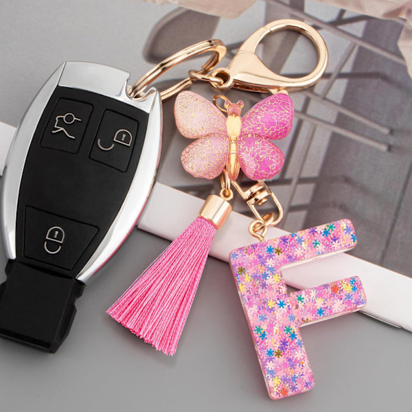 Sööt roosad võtmehoidjad naistele ja tüdrukutele, algustähega võtmehoidjad tutiga, ripatsid võtmetele, rahakotile, käekottidele ja seljakottidele Colorful Pink Butterfly-f