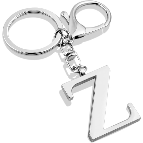 Nøglering med Guld Bogstav A-Z til Kvinder Taske Charms Pung Charms Til Håndtasker Metal Alphabet Initial Letter Nøglering Silver-z