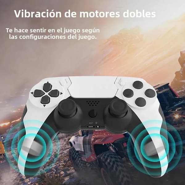 Vit Trådlös Handkontroll med 6-Axis Gyro, Dubbel Vibration, Kompatibel med PS Konsoler och Windows PC