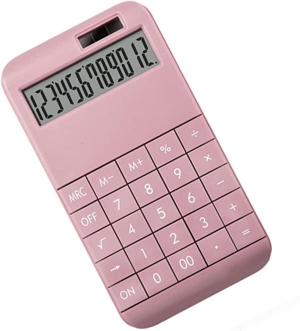 Kalkulator Skrivebordskalkulator med 12-bits LCD-skjerm Egnet for hjemmekontorbruk Rosa