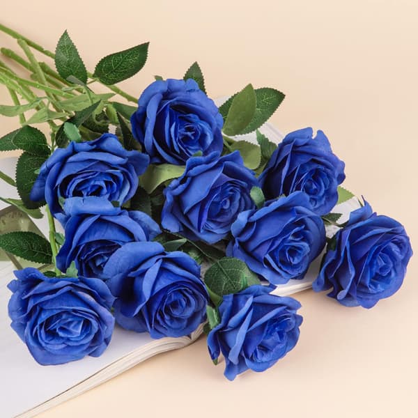 Kunstig rose, blå, 50 cm, 11 stk blue