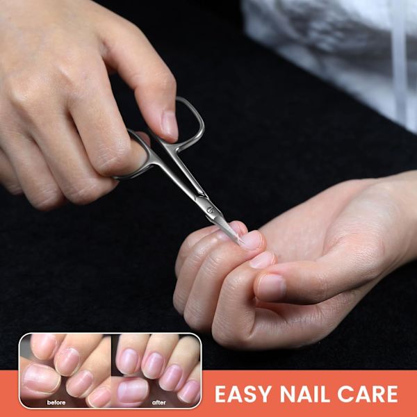 Böjda nagelbandssaxar - Precision manikyr sax nagelbandstrimmer, professionella nagelsaxar i rostfritt stål för nagelbandsskötsel, silver Silver