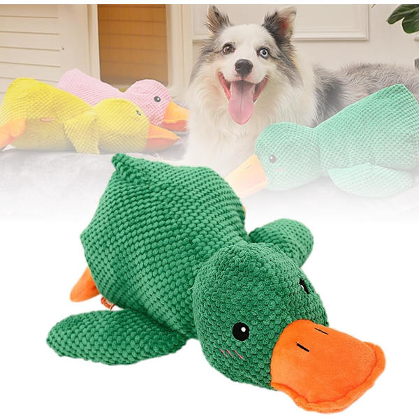 Quack-Quack Andedukke Hundefile, 2024 Nyeste Holdbar The Mellow Dog Rolig Andedukke Hundefile, Gul Stuffet Andedukke Hundefile for Hunder Innendørs Valp (Gul) Green